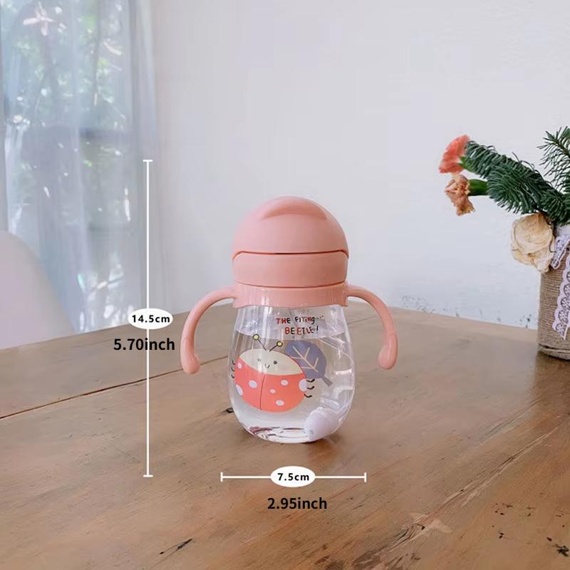 Cute Children Water Cup 300ML, Kindergarten Kids Water Bottle with Gravity Ball, Portable Straw Anti-Choke, Adorable Cup