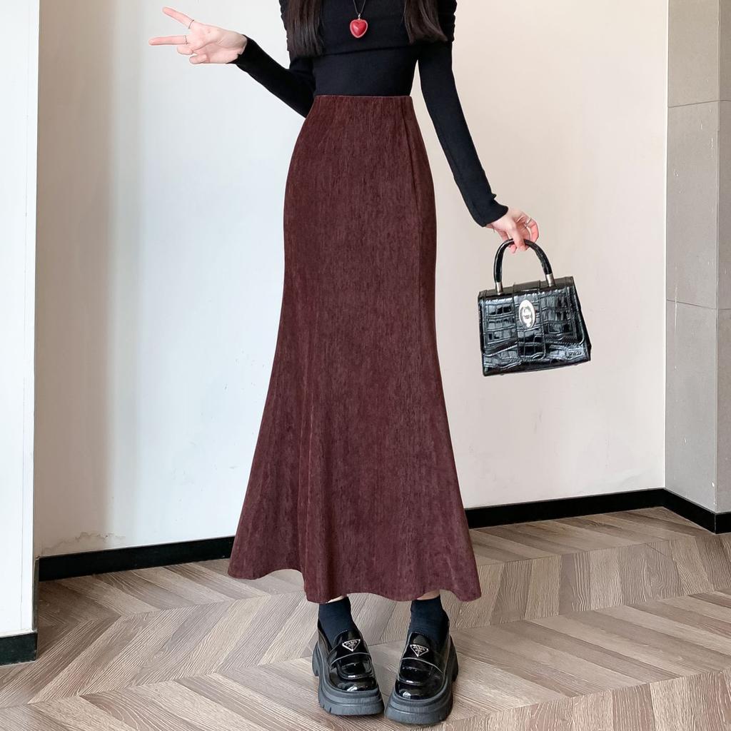 Small-scented Elegant Skirt for Women In Autumn Latest High-waisted Slim Fish Tail Skirt Hip-covered Long Skirt