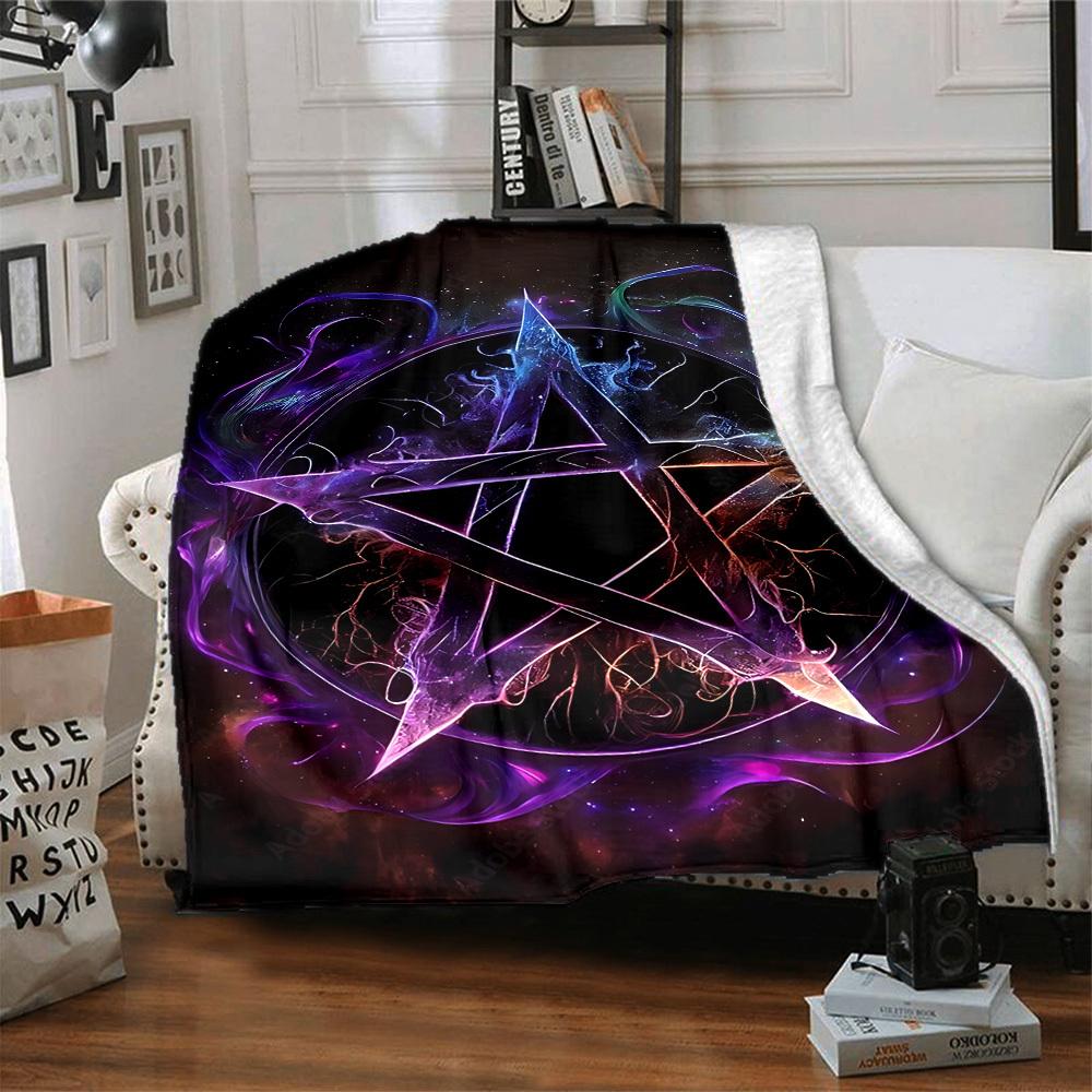 1pc Witchcraft Symbol Blanket, Lightweight Flannel Throw Blanket for Sofa, Bed, Travel, Camping, Living Room, Office, Couch051