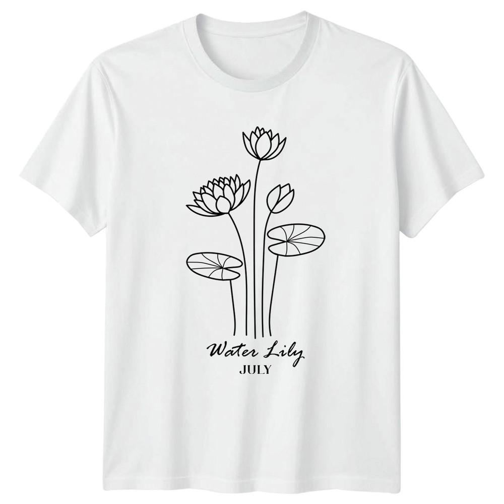 Water Lily July Unisexs TShirt July Birth Flower Floral Birthday Gift For Her S