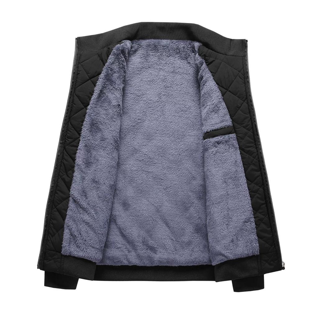 Herbst Winter Bomberjacke Herren Rautenmuster Fleece gefüttert Freizeitjacke Herren Mode Kleidung All-Match Mode Baumwolle Warme Jacke