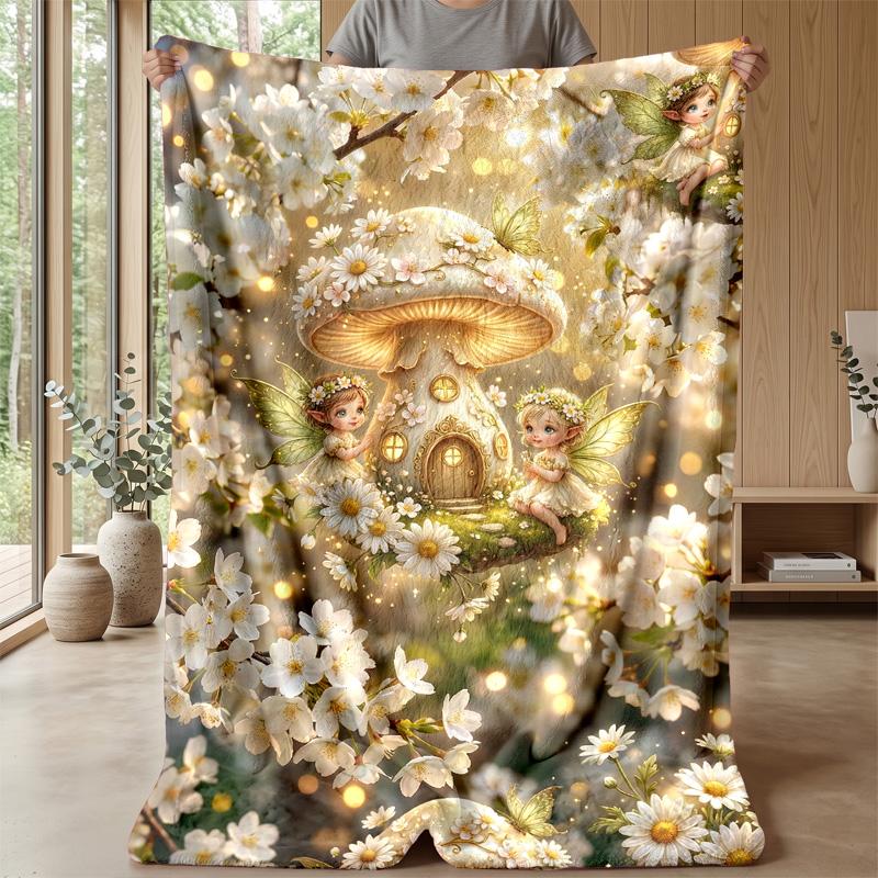 Fairy Mushroom Home Theme blanket Lightweight Warm Flannel Blanket Decorative Throw Blanket for Home Decoration