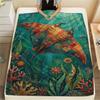 1PC Bohemian Animal Art Print FlAannel Blanket, High Quality Comfortable for All Seasons, Home Decor, Warmth and Comfort