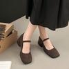 Coarse Heel Single Shoes Women's Winter 2025 Square Head Spring and Autumn Woolen Mary Jane Mao Mao Shoes Grandma Shoes High Heel French