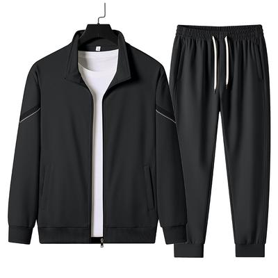 Leisure Suit Men's Spring and Autumn Simple Running Sports Cardigan Stand Up Collar Hoodie Two-piece Set