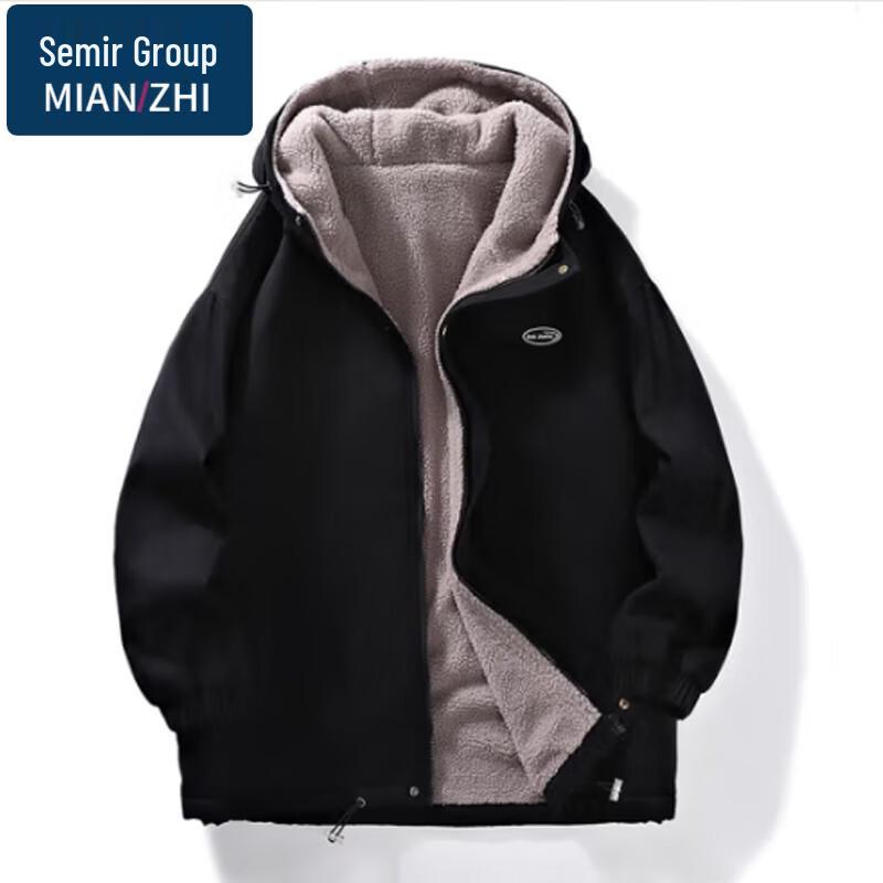 Herren Kapuzenjacke aus verdickter Lammwolle, Freizeitjacke