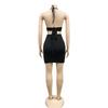 C3645 Fashion European & American Nightclub Skirt: Hot Drilling, Cross Straps, Backless Two-Piece Set