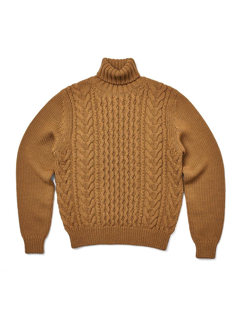 VERNO Fisherman Turtle-Neck Knit Camel