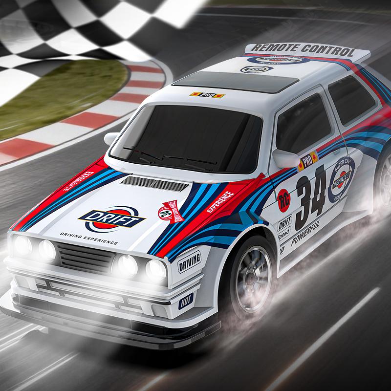 KF34 1/43 High Speed Drift RC Car With Light 2.4G 4WD Remote Control Cars Mini GTR Racing Model For Boys Kids Toy Gifts