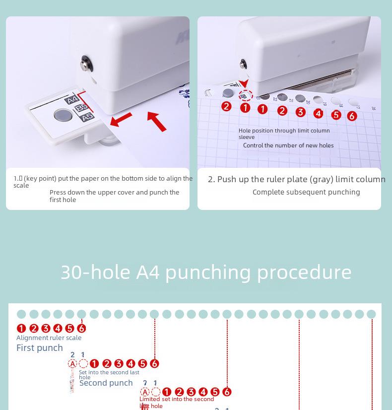 Kede You Six-Hole Portable Mini Puncher - Cute Manual Multi-Hole Student Stationery.