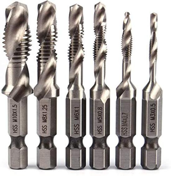 DIY Super Time Saving Luxury Set of 10 Tap Drills 6 Tap Drills Hole Drilling Thread Cutting 1 Piece 2 Roles L Type Drill Bit Drill Socket 105 Degree