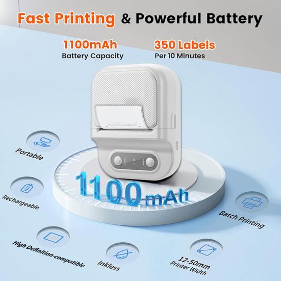 Label Maker Machine Portable Thermal Label Printer Bluetooth-compatible Mini Label Printer with Tape for Small Business Home School Barcode Address