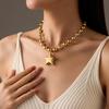 GEMCHIC Women's Exaggerated Five-Pointed Star Love Heart Stainless Steel Necklace Fashion Trendy Non-Fading Jewelry