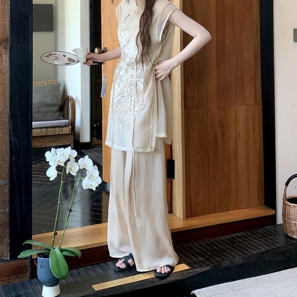 Women's Summer High-Waist Loose Wide-Leg Rayon Pants