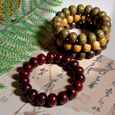 Chinese Abacus Prayer Beads Bracelet: Natural Green Sandalwood, Red Sandalwood, Agarwood