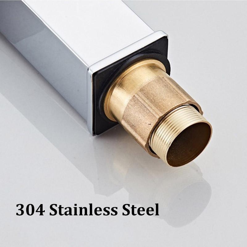 Waterfall Stainless Steel Hot and Cold Water Faucet Above Counter Basin Bathroom Splash-proof Basin Faucet