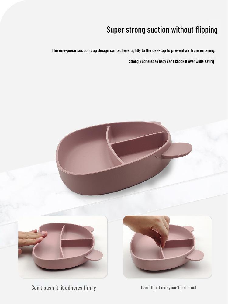 Silikon Bär Unterteilter Teller mit Saugfuß - Verbrühschutz, Sturzsicher Babygeschirr