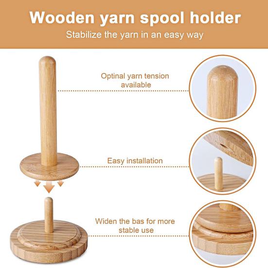 Yousheng Yarn Bracket Stand Portable Bamboo Wood Yarn Holder with Spinning Machine Bracket Yarn Organization Rack
