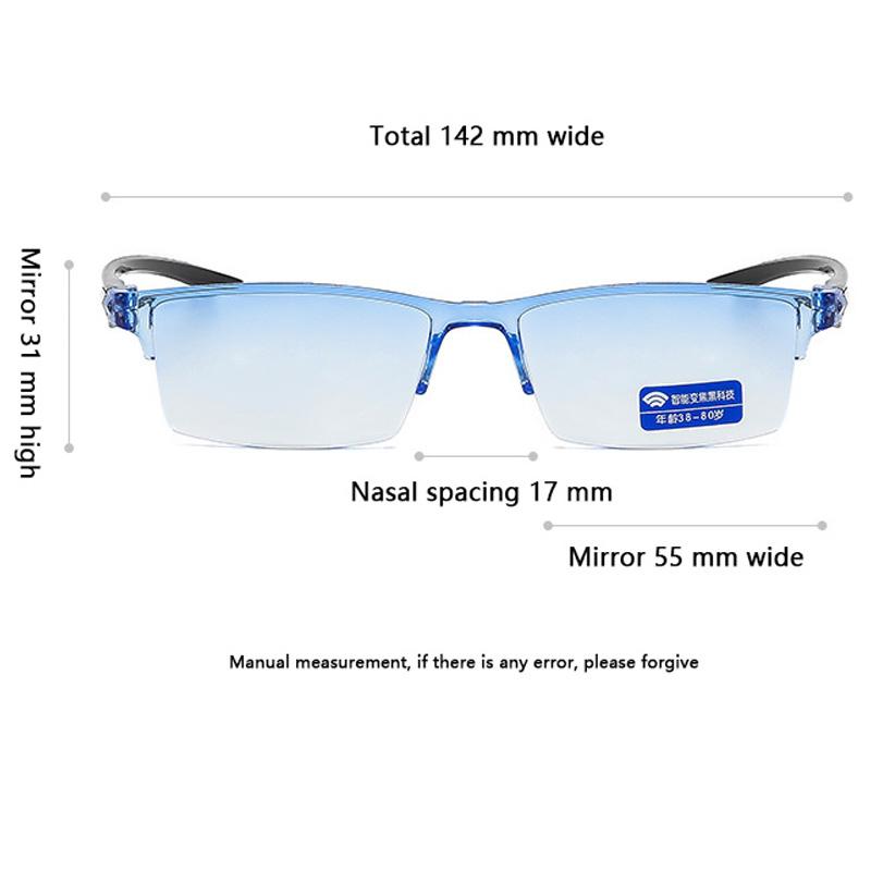 Presbyopia Eyeglasses Rimless Smart Zoom Frameless Reading Glasses Smart Technology Blue Light Blocking Reading Glasses