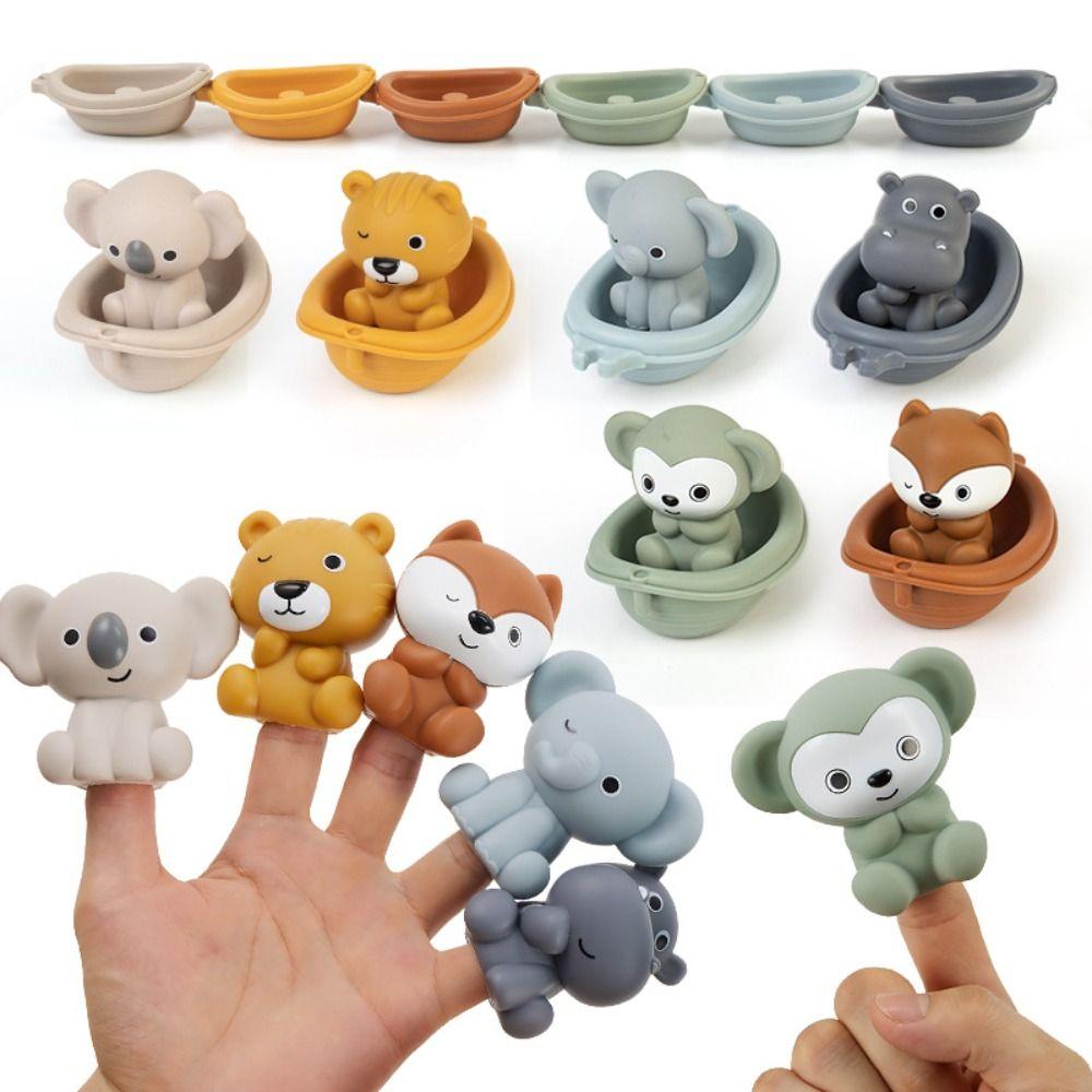 Finger Puppet Baby Bath Toys Folding Tower Stacking Boat Toys Floating Shower Toy  Beach Bathtub