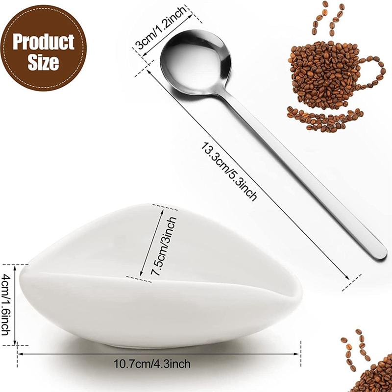 B Coffee Beans Dose Trays Pure White Pottery Teaspoon Tea Separator Set Tools Coffee Bean Shovel