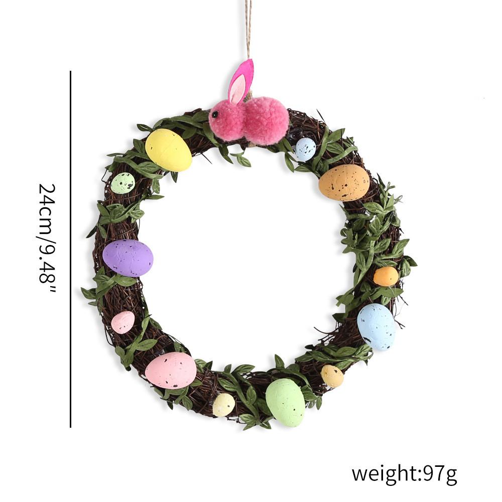 

Декоративный Милый Пасхальный Венок С Красочными Пенопластовыми Яйцами И Очаровательными Плюшевыми Кроликами Для Праздников Magenta Rabbit