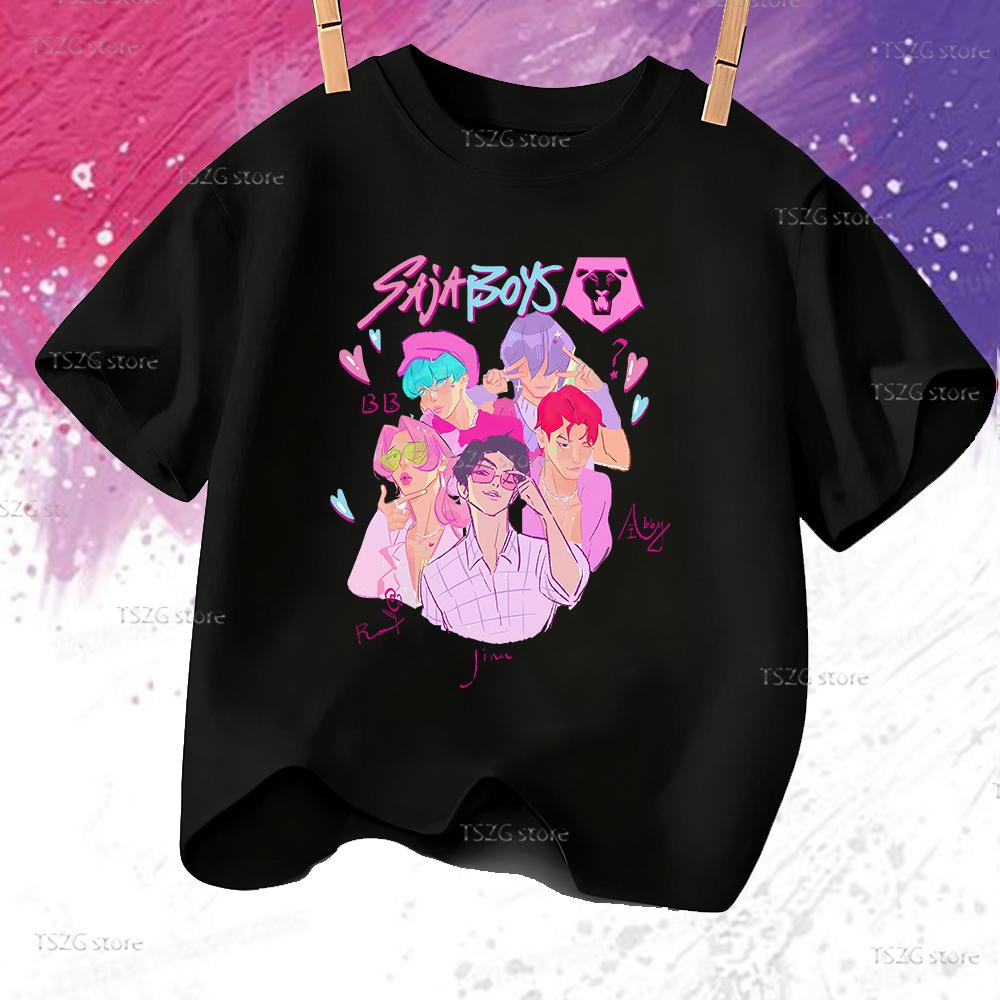 Sommer Anime KPop Dämonenjäger Saja Boys Print Kinder T-Shirt Tops Mode Kinderkleidung Kurzarm Fans Geschenk T-Shirt