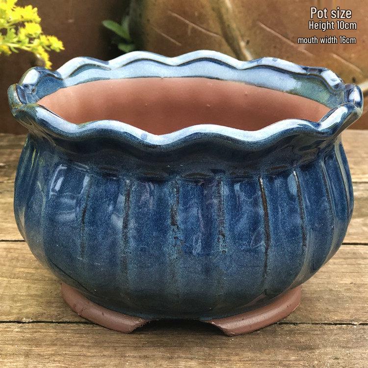 Yixing Handmade Coarse Pottery Medium Succulent Planter - Breathable Zisha Ceramic Ebony Tree Pot for Green Plants
