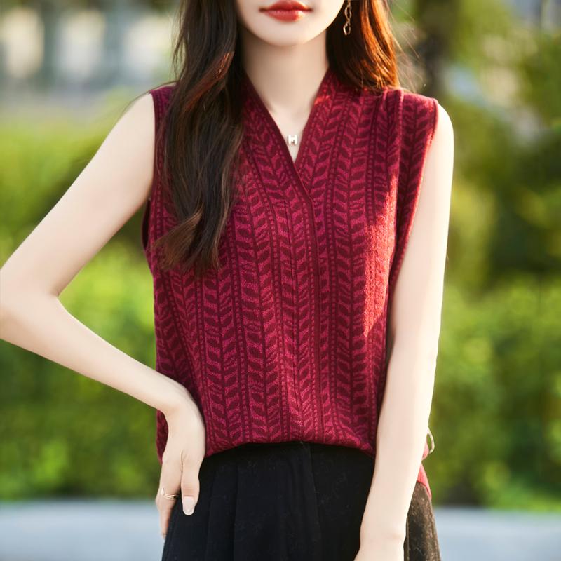 Dámská kašmírová vesta Qinghe kašmír 50% vlna 50% hedvábí Dámská podzimní a zimní kašmírová vesta měkká a hřejivá