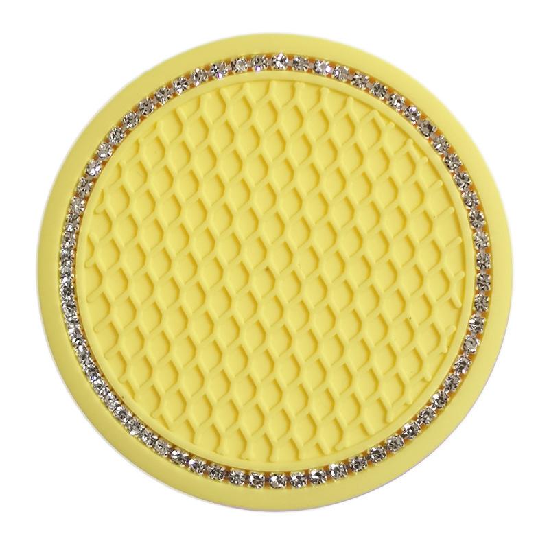 

2 Pcs Car Cup Coasters for Cup Holder Universal Bling Diamond Water Bottle Holder Mat Anti Slip Pad Auto Interior Accessories
