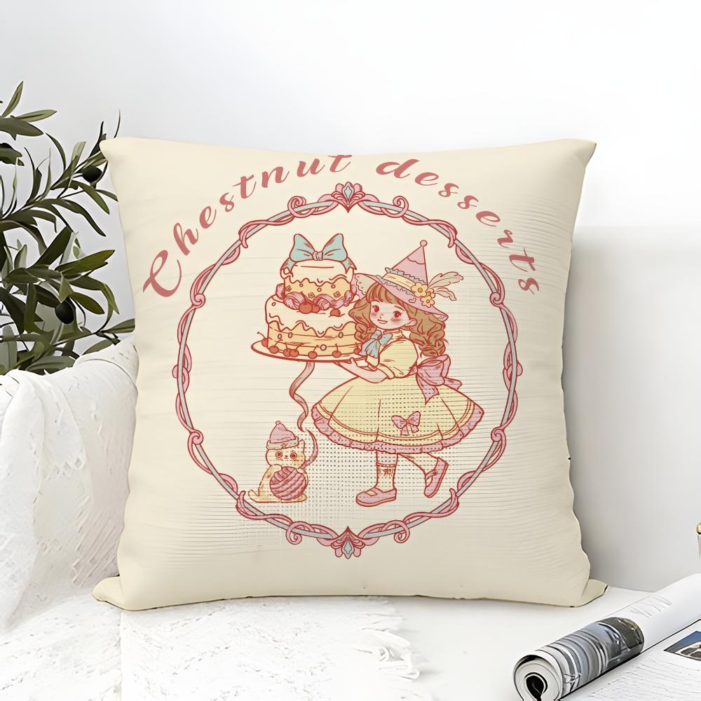 Cute girl cozy Pillow Case linen pillow case sofa home decor cushion cover cushion cove 30x30cm