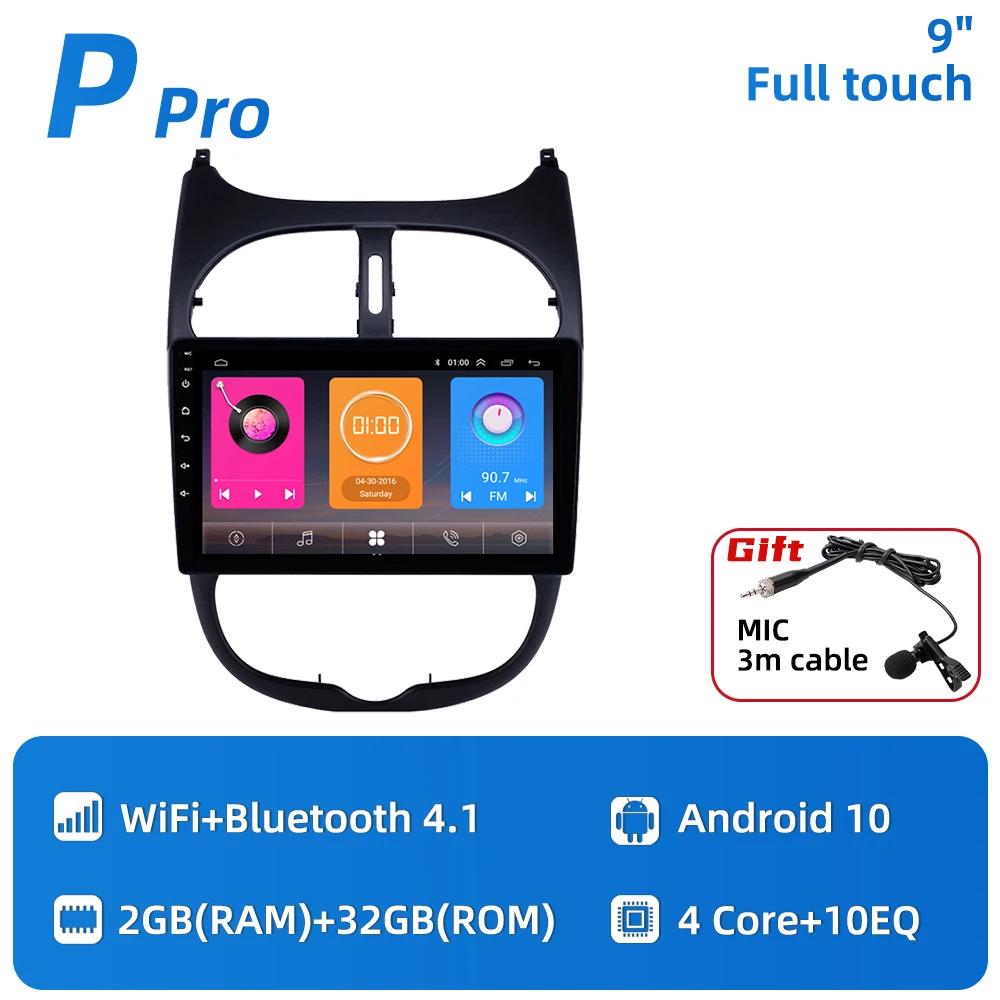 2 Din Android Car Radio for Peugeot 206 2001-2016 Car  Stereo Screen Multimedia Audio Player GPS Navigation Head Unit Autoradio