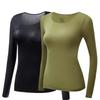 2 Stück Damen Thermounterwäsche Herbst Winter Unterhemd Langarm-T-Shirt Dünnes Oberteil Zweite Haut Damen Thermisch L-XL