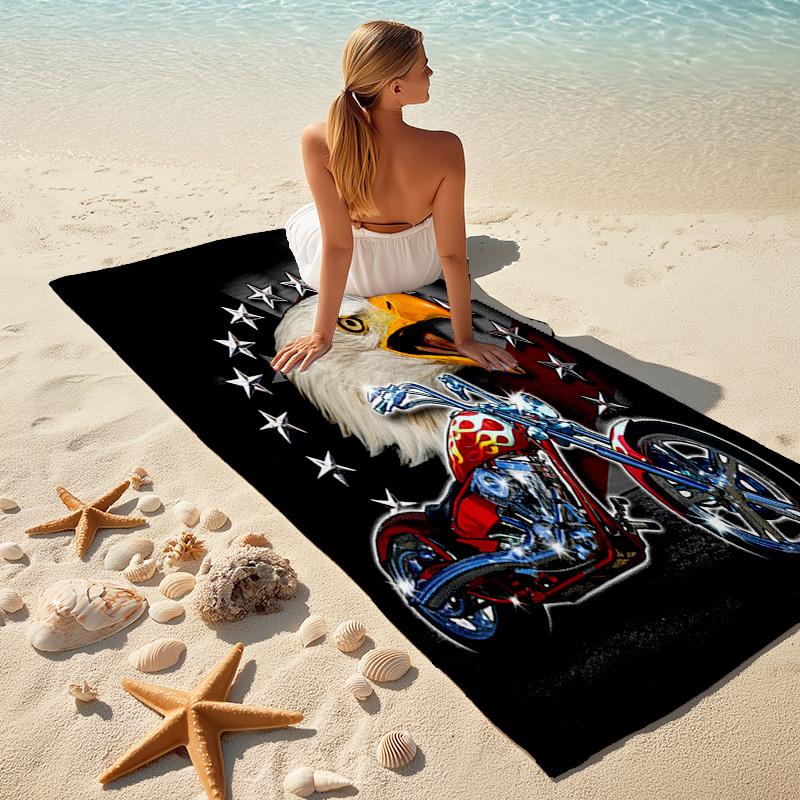 Gang Motorcycle Enthusiasts Hells Angels Motorcycle Club Beach Towel Outdoor Camping Vacation Swimming Beach Towel Outdoor Absorbent Bath Towel Y2