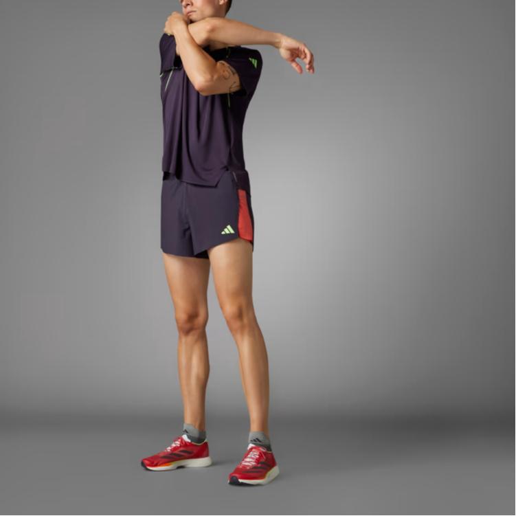 Adidas Striped Print Athletic Shorts Men Bottoms Black Aurora IU0690