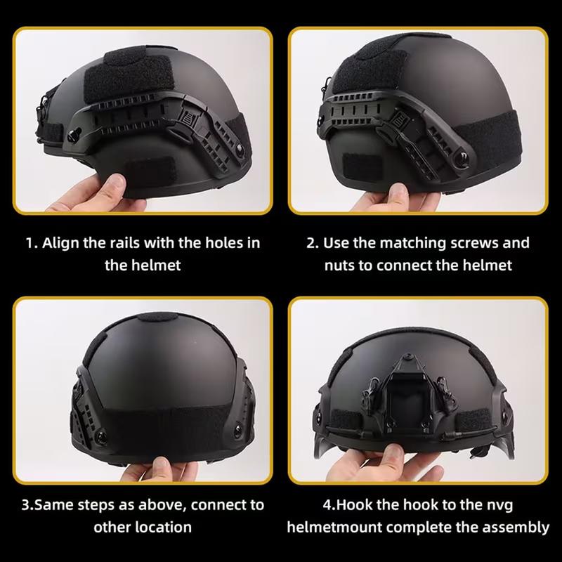 Tactical Helmet Rail Mount Accessory Side Rails Kit for High Cut Fast Helmet with Screws