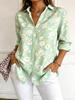 Women's Long Sleeve Floral Print Button Down Casual Shirt Elegant Daily Blouse Tops in Blue for Spring Summer