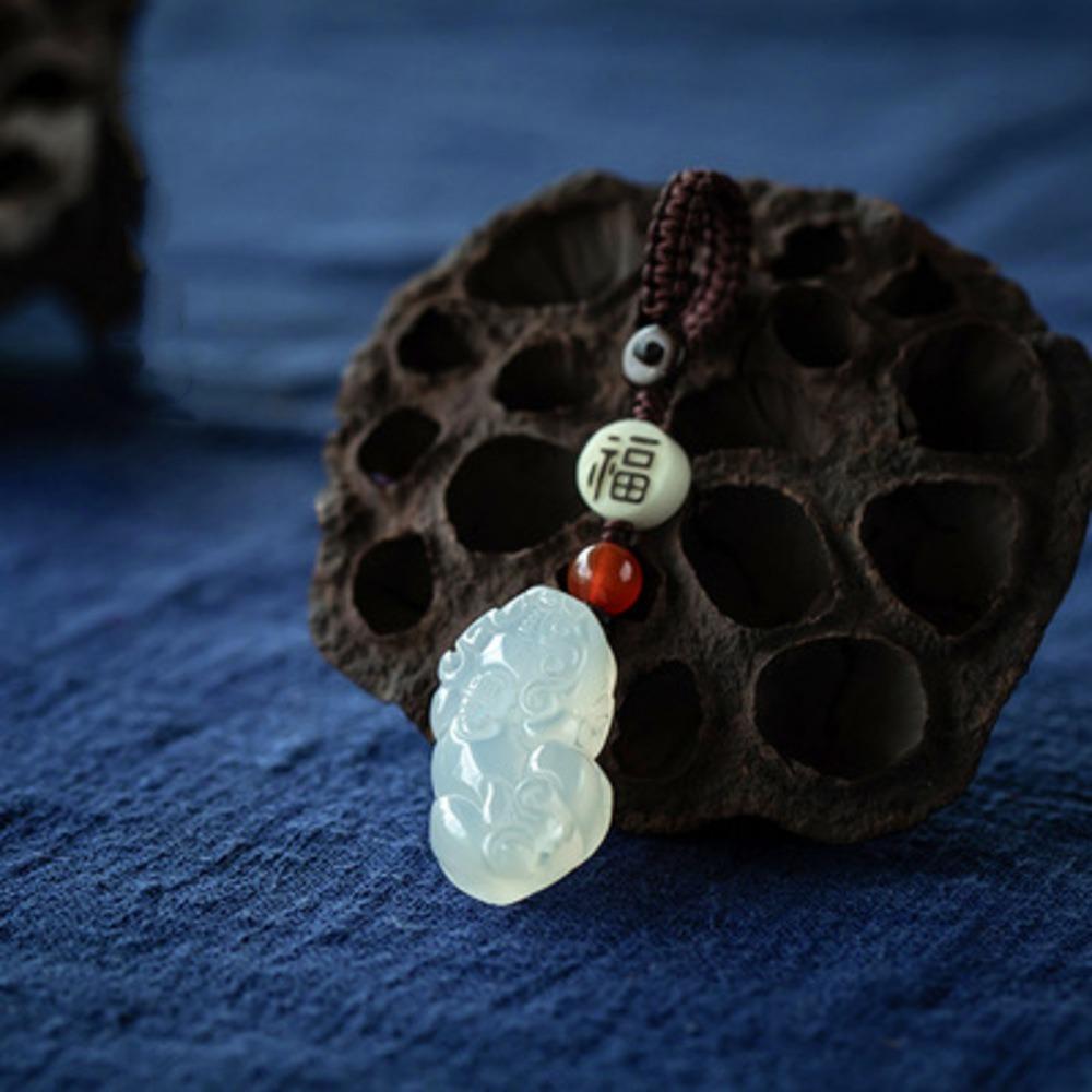 Bag Hanging Lucky Stone Pendant Beads Car Keyring Creative Phone Chain Lanyard  Key Decoration