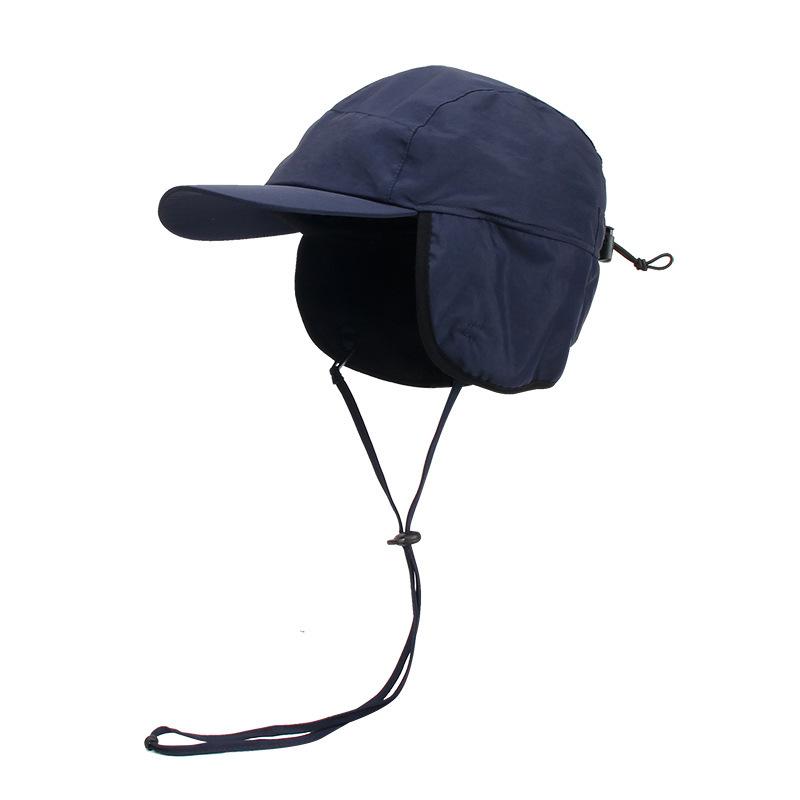 Water-Resistant Winter Ear Flap Baseball Cap - Warm Fleece Lined, Thickened with Drawstring, Adjustable for Big Head (Men Women)