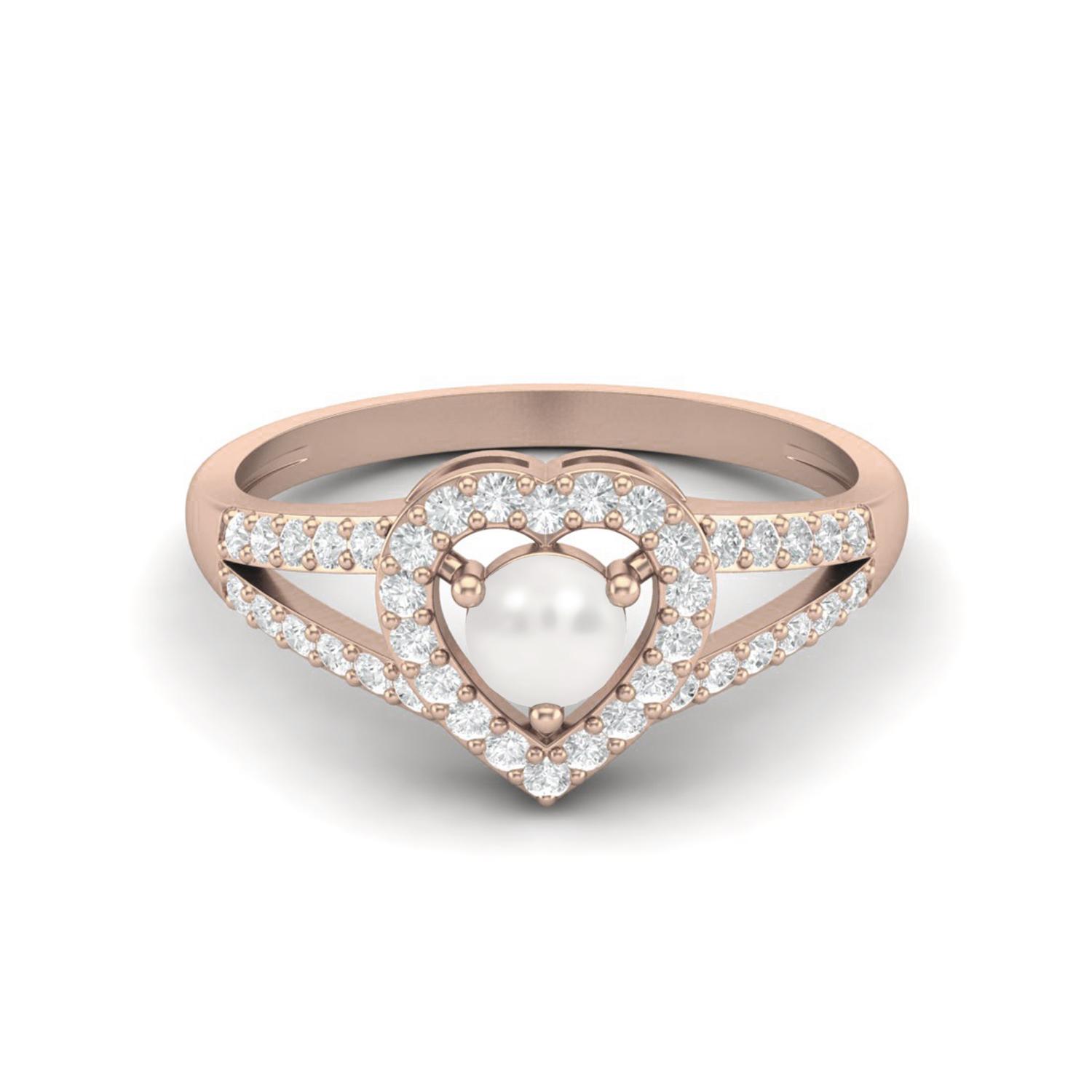 

1.05 Cts Round Pearl Heart Shape 925 Sterling Silver Rose Vermeil Split Shank Women Wedding Ring 9 ярко-розовый