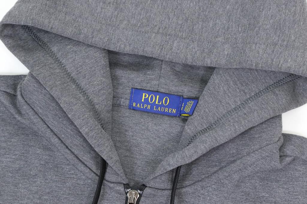 Polo Ralph Lauren Jersey Hoodie with Embroidered Size Men's Full-Zip Pony, XL, Grey/White (Product Code 01020040)