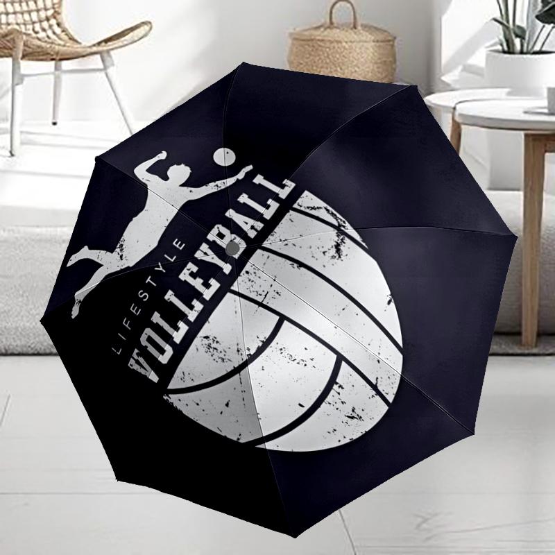 Volleyball Theme Automatic Umbrella, Lightweight & Portable, 8 Rib, Perfect for Outdoor Travel, Birthdays, Christmas, Gifts.