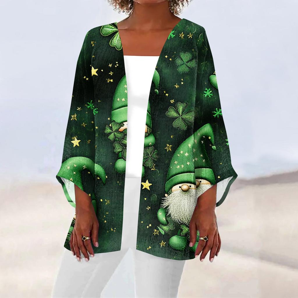 Women's Casual And Fashionable Valentine's Day  Printed Lightweight Mid Length Jacket Cardigan