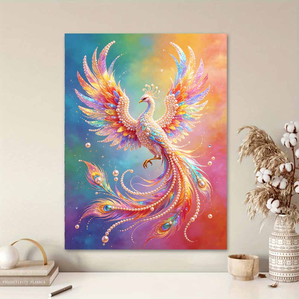 Shiny Pearl Radiant Colorful Phoenix DIY Painting Creative Bead Art Craft Household Wall Decoration Nice Present For Art Hobbyists Home Decor