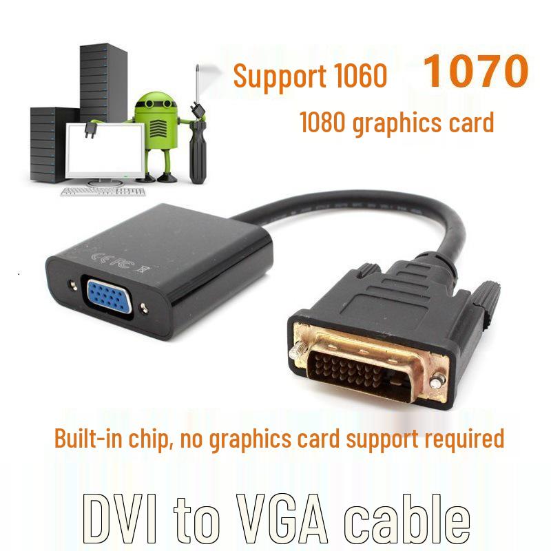 Cross-Border 24+1 DVI To VGA Adapter Cable with Chip, Supports 1080P HD
