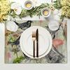 4PC Vintage Birds Table Mat Floral Botanical Placemats Kitchen Accessories for Dinner Party Enhancement