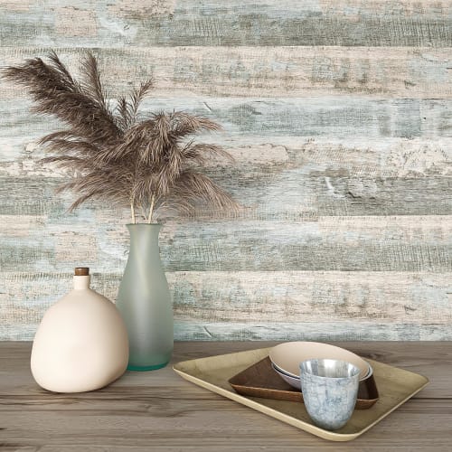 VEELIKE Wood Grain Wallpaper, Self-Adhesive Removable Wallpaper for Waist Walls, Sliding Doors, and Tabletops, 40x300cm, Waterproof and Heat-Resistant