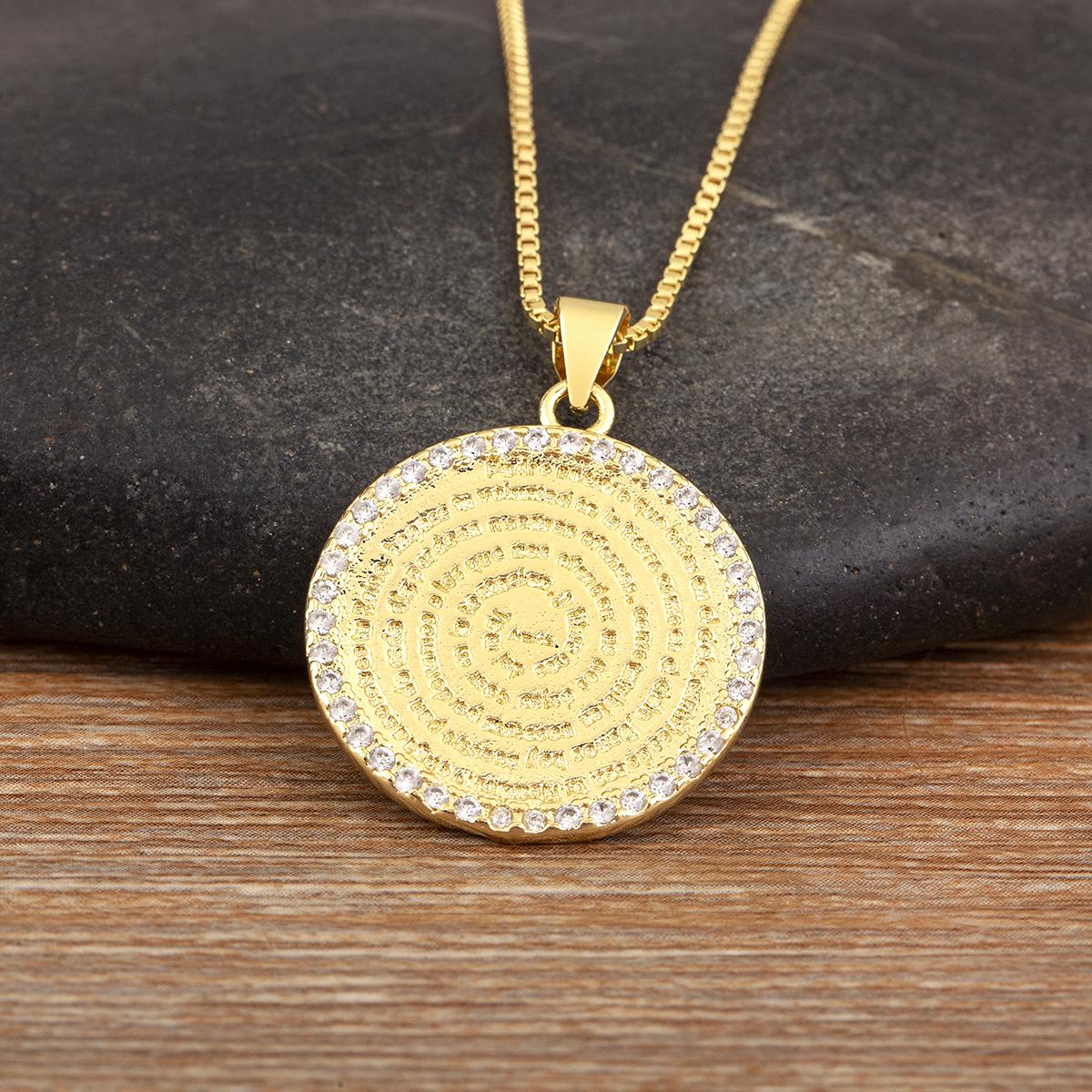 

Nidin New Round Shape Spain/English Pendant Necklace S/L Sizes Choice For Women Men Copper Clavicle Chain Jewelry Accessories