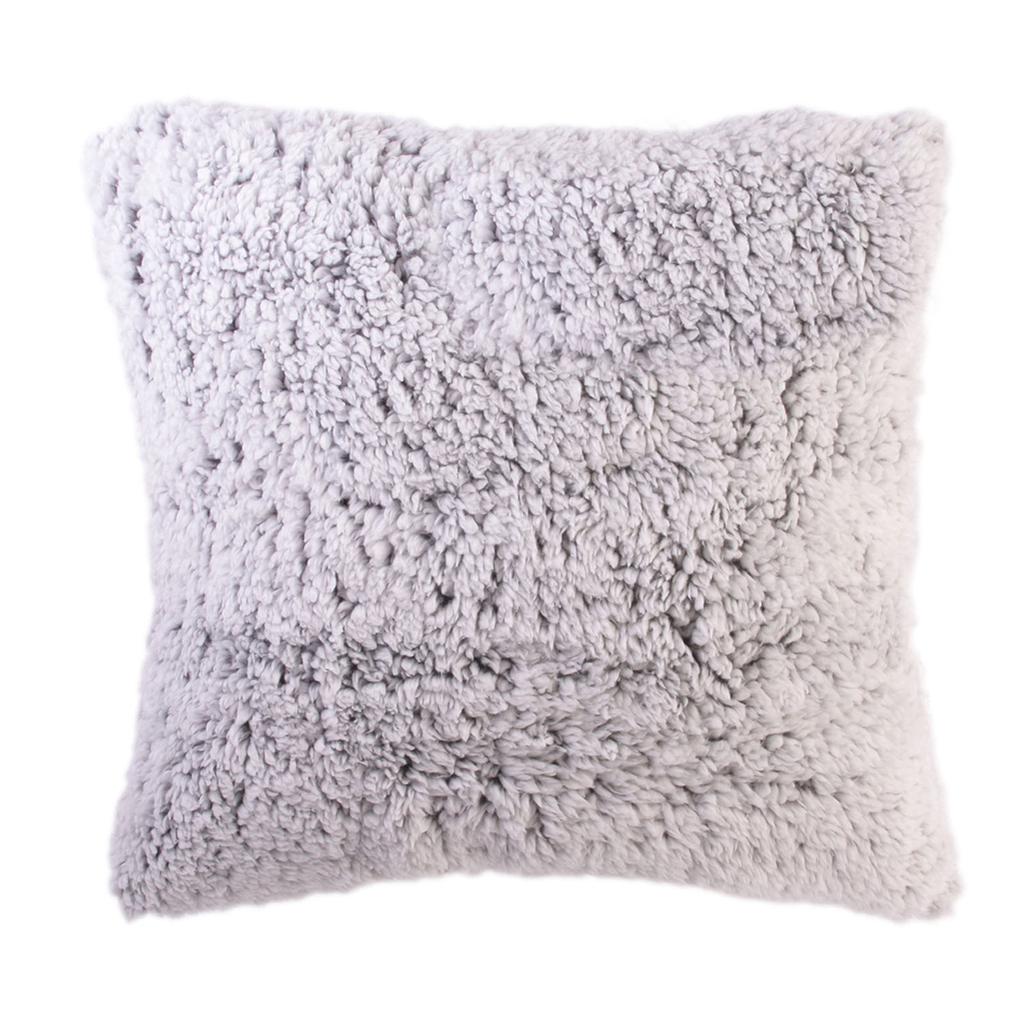 Les Trésors De Lily [R1081] - Coussin créateur 'Scarlett' gris (sherpa) - 40 cm