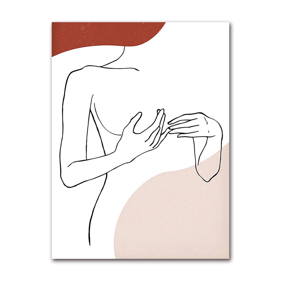 Abstract Matisse Body Line Posters Leaf Boho Black Beige Canvas Paintings Wall Art Print Picture Living Room Interior Home Decor